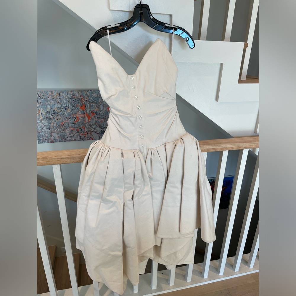 Christopher John Rogers ruched strapless handkerchief corset dress Size 0 NWT - Picture 6 of 11